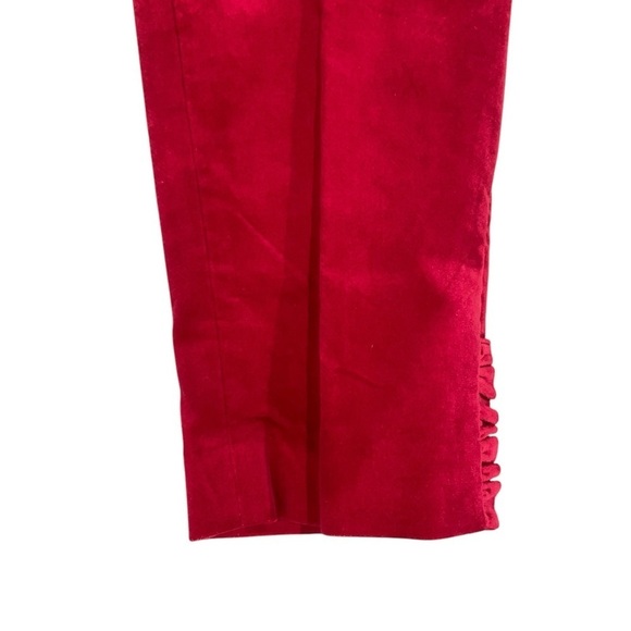 RSVP by Talbots red velveteen mid rise pants ruffle cuff detail pockets size 8p - Picture 3 of 7